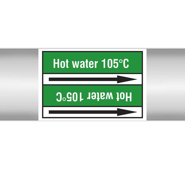 N022976 - Brady Pipe Marker On Roll Hot Water 105c 100mm x 33 m
