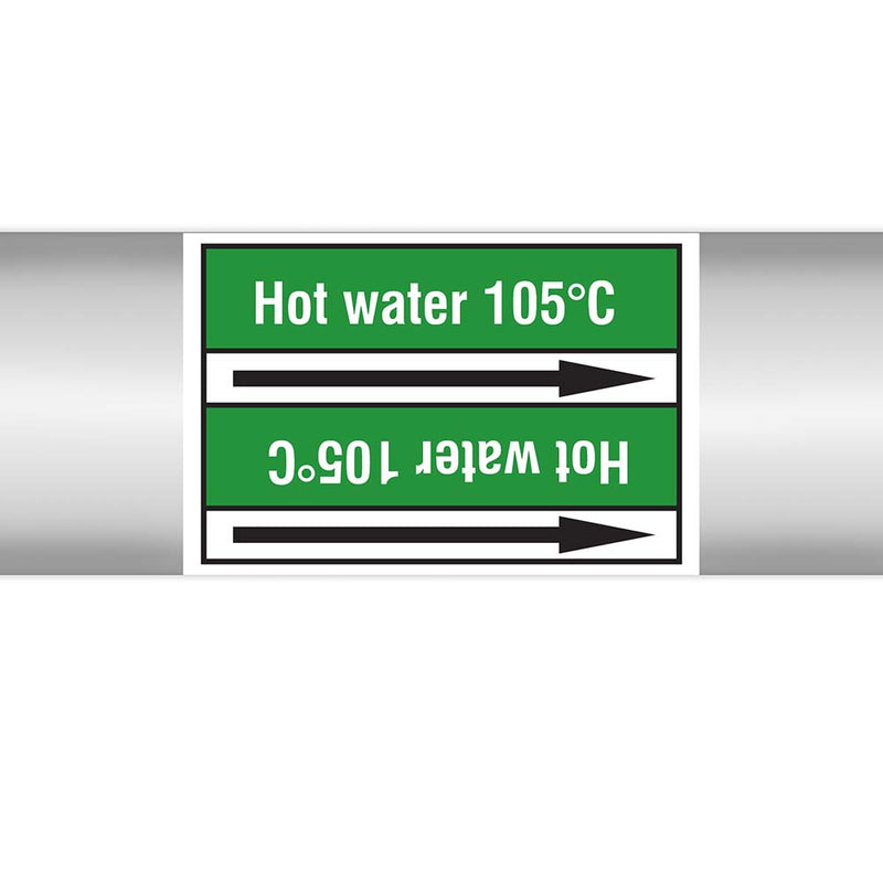N022976 - Brady Pipe Marker On Roll Hot Water 105c 100mm x 33 m
