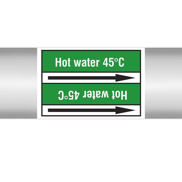 N022977 - Brady Pipe Marker On Roll Hot Water 45c 100mm x 33 m