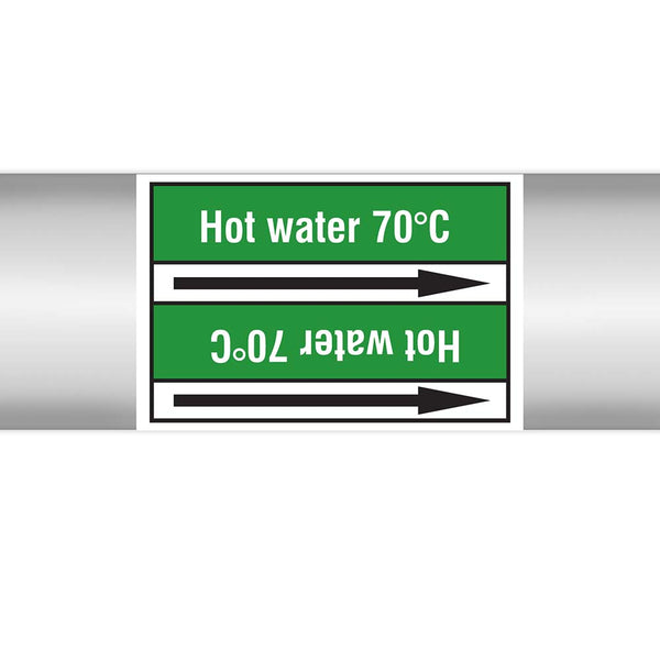 N022979 - Brady Pipe Marker On Roll Hot Water 70c 100mm x 33 m