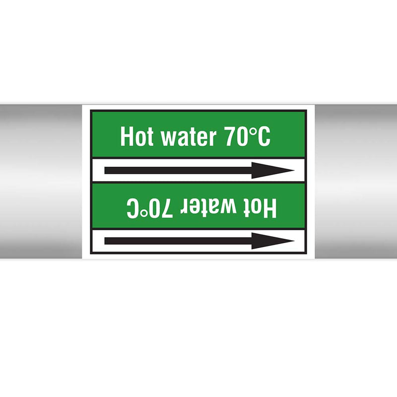 N022979 - Brady Pipe Marker On Roll Hot Water 70c 100mm x 33 m