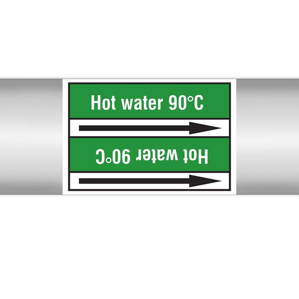 N022980 - Brady Pipe Marker On Roll Hot Water 90c 100mm x 33 m
