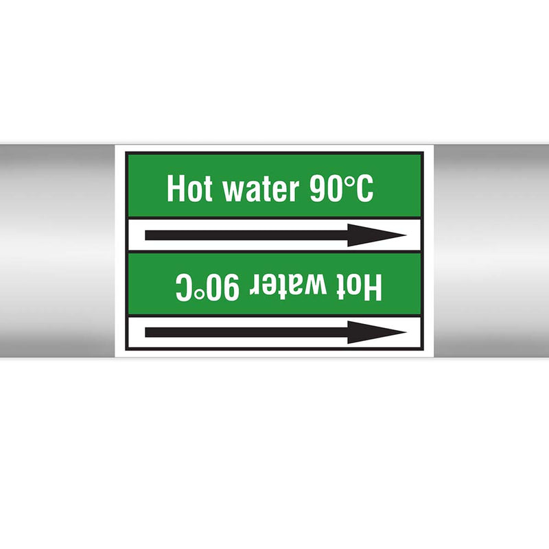 N022980 - Brady Pipe Marker On Roll Hot Water 90c 100mm x 33 m