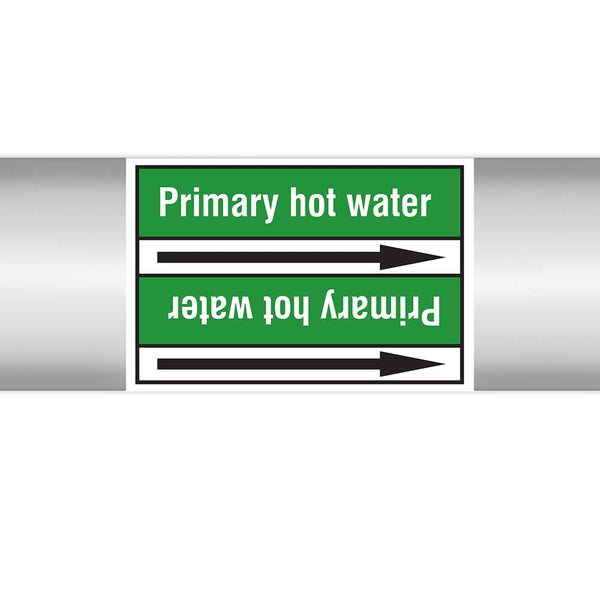 N023088 - Brady Pipe Marker On Roll Primary Hot Water 100mm x 33 m