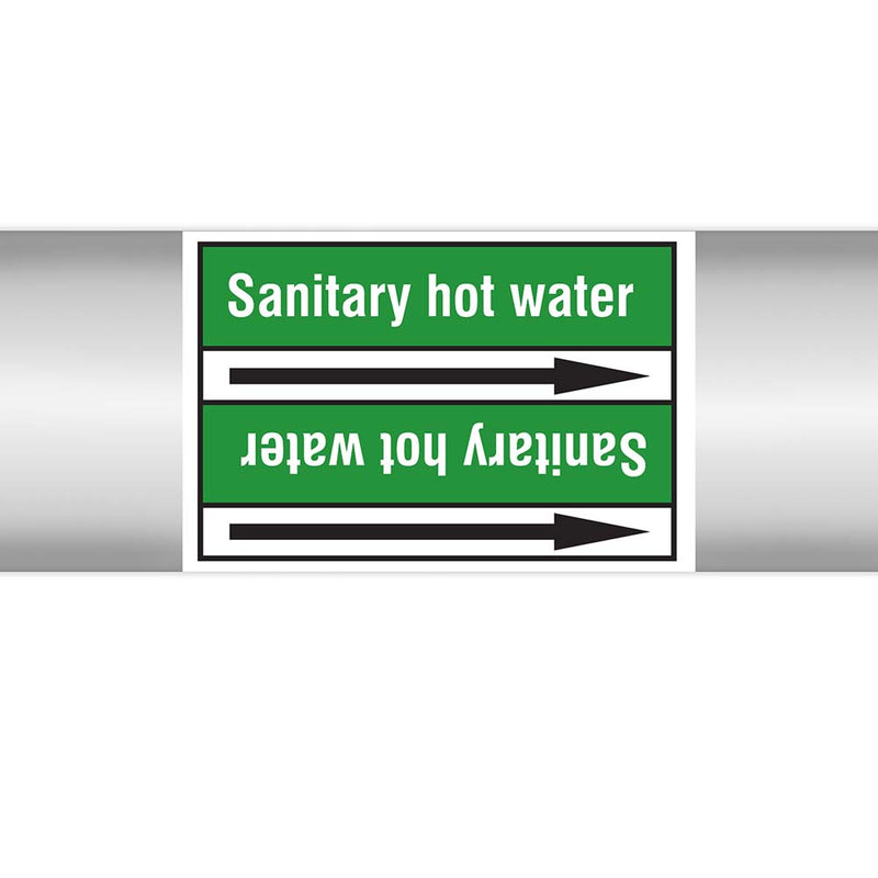 N022995 - Brady Pipe Marker On Roll Sanitary Hot Water 100mm x 33 m