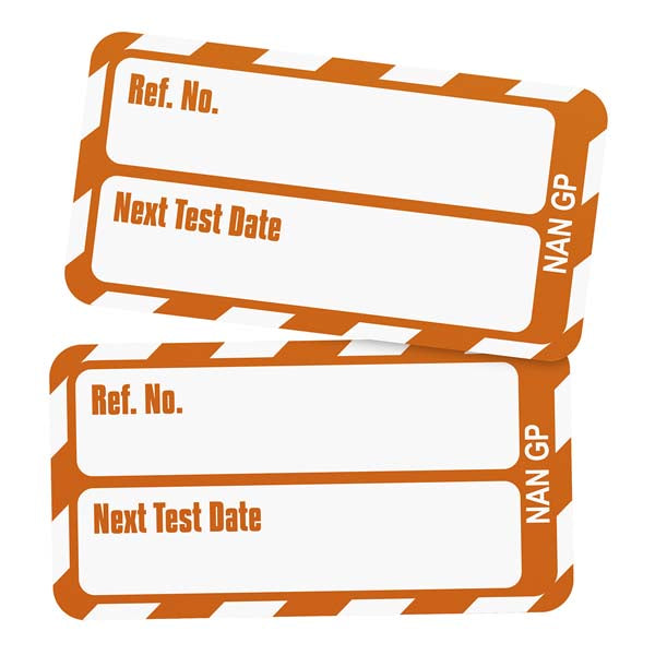 Brady Scafftag Nanotag Inserts Next Test Date White on Orange 18mm x 34mm