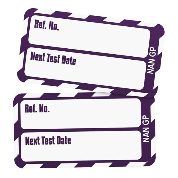 Brady Scafftag Nanotag Inserts Next Test Date White on Purple 18mm x 34mm