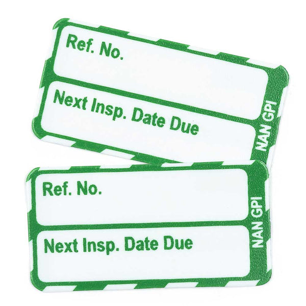 Brady Scafftag Nanotag Inserts Next Inspection Date Due White on Green 18mm x 34mm - NAN-NAN-GPI-GN-20