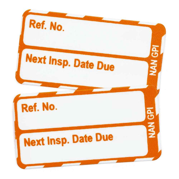 833318 Brady Scafftag Nanotag Inserts Next Inspection Date Due White on Orange 18mm x 34mm - NAN-NAN-GPI-OR-20