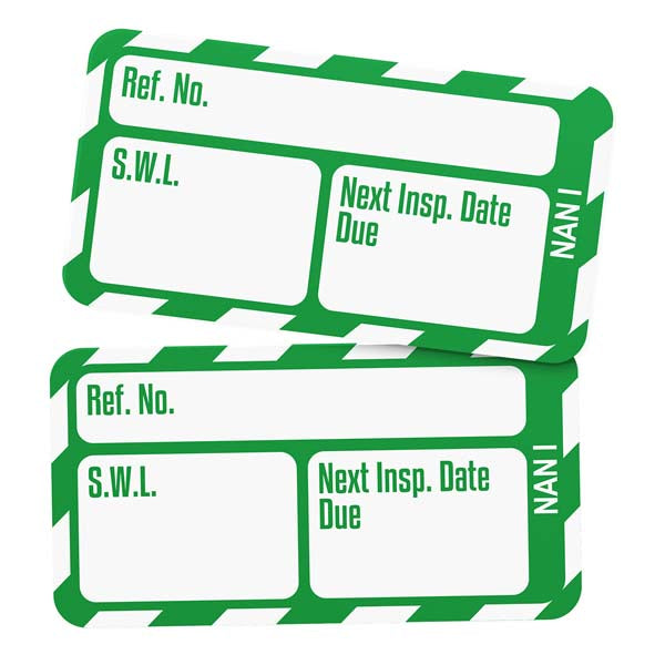 Brady Scafftag Nanotag Inserts SWL Next Inspection Due Date White on Green 18mm x 34mm