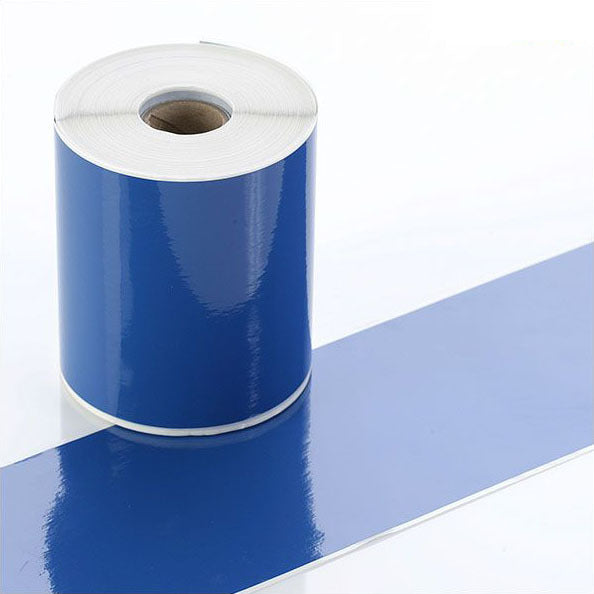 Q-V100BU - Blue Continuous Vinyl Rolls - Permanent Adhesive - 100mm wide - Labelzone