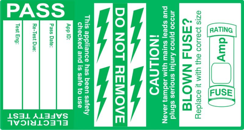 75mm x 40mm (500 roll) PASSED PAT Test Cable Labels - Labelzone