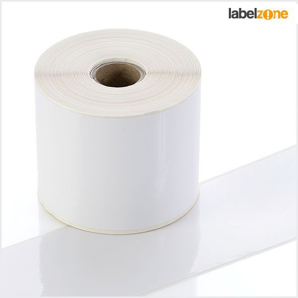 Q-PP100WT - White Continuous Self-Adhesive Tape - Permanent Adhesive - 100mm wide - Labelzone