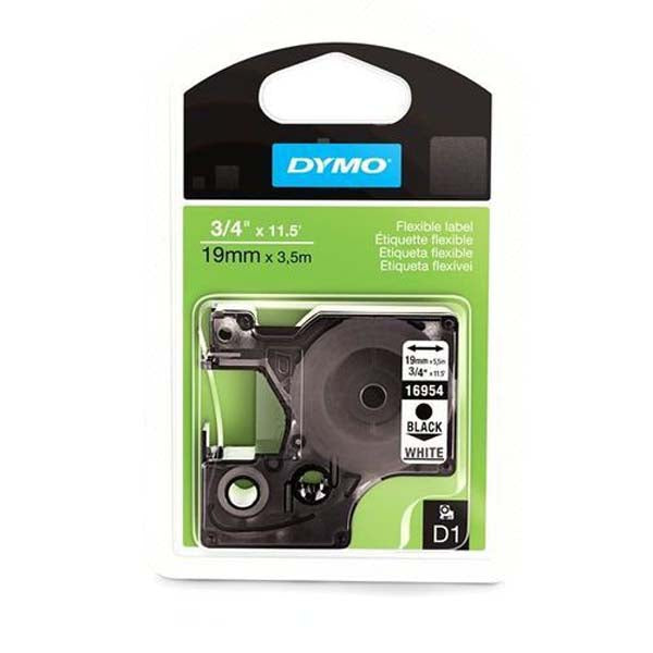 Dymo S0718070 D1 Tape 19mm Black on White Permanent Polyester 16960 - Labelzone