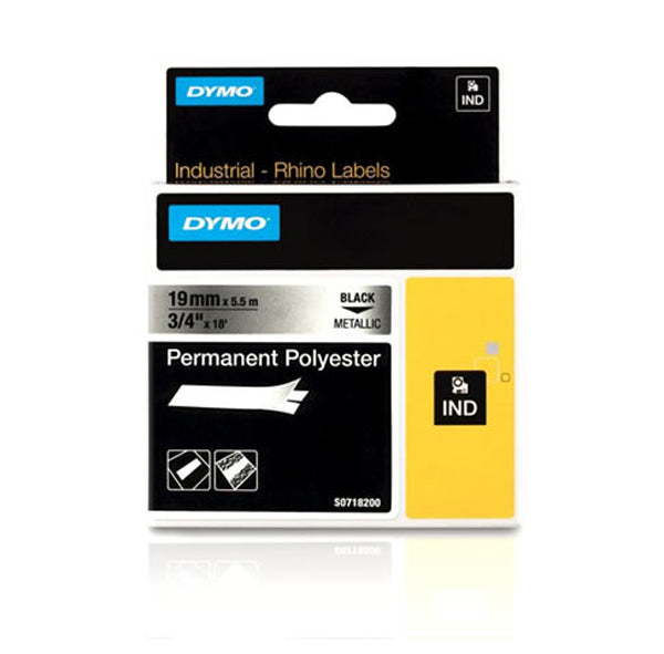 Dymo S0718200 - 19mm Metalised Permanent Polyester Rhino Tape - Labelzone