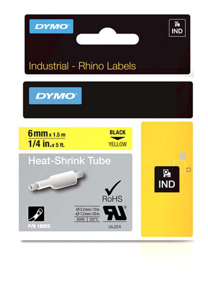 Dymo Rhino S0718270 - 6mm Yellow Heat Shrink Tubing - Labelzone