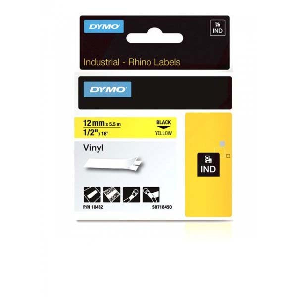 Dymo Rhino S0718450 - 12mm Yellow Vinyl Tape - Labelzone