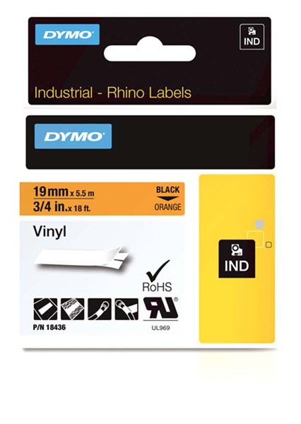 Dymo Rhino S0718500 - 19mm Orange Vinyl Tape - Labelzone