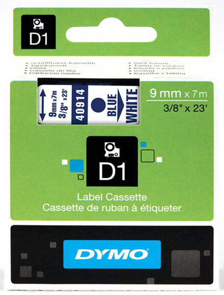 Dymo S0720690 D1 Tape 9mm Blue on White 40914 - Labelzone