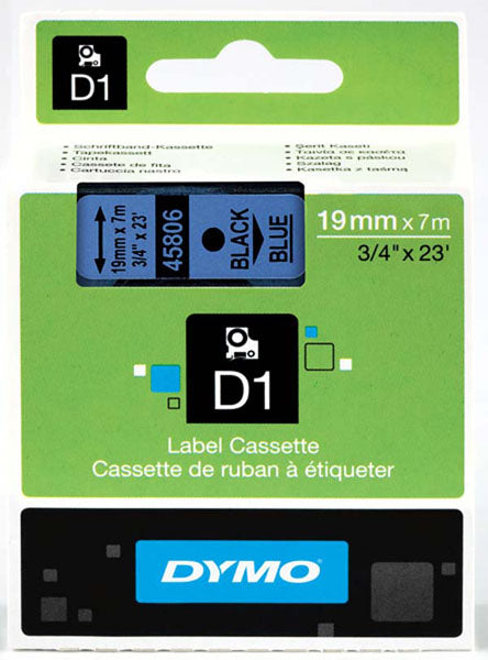 Dymo S0720860 D1 Tape 19mm Black on Blue Dymo - Labelzone