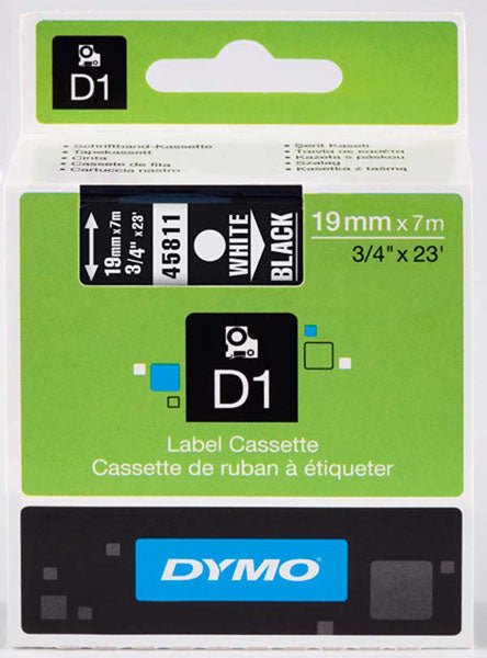 Dymo S0720910 D1 Tape 19mm White on Black - Labelzone