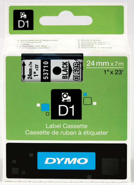 Dymo S0720920 D1 Tape 24mm Black on Clear - Labelzone