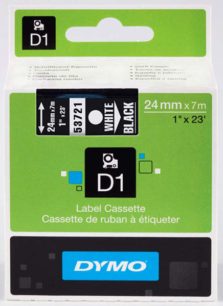 Dymo S0721010 D1 Tape 24mm White on Black - Labelzone