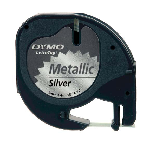 Dymo Letratag S0721730 Tape 12mm Metallic Silver Plastic - Labelzone