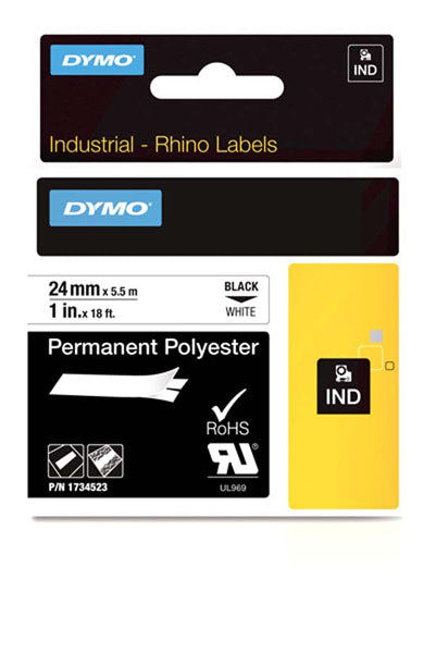 Dymo Rhino S0773830 - 24mm White 6000 Permanent Polyester Tape 1734523 - Labelzone