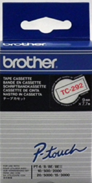 Brother TC-292 - 9mm Red on White TC Tape - Labelzone