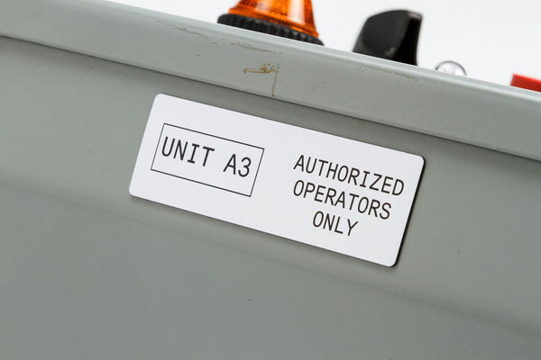 B30EP-175-593-WT - White Brady BBP33 Raised Profile Labels - Engraved Plate Substitutes - Rectangular Style - Labelzone