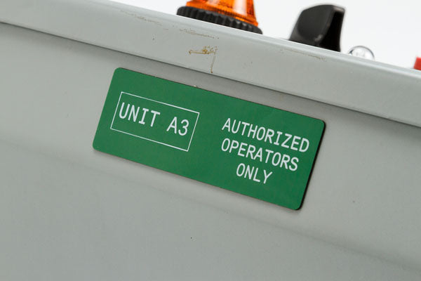 B30EP-174-593-GN - Green Brady BBP33 Raised Profile Labels - Engraved Plate Substitutes - Rectangular Style - Labelzone