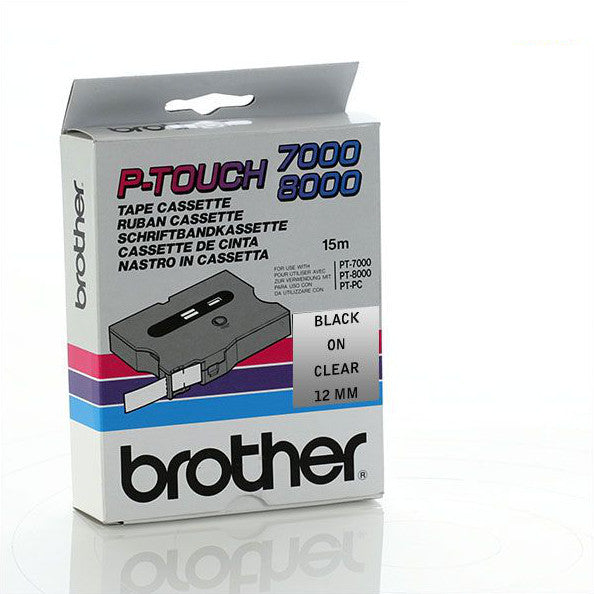 Brother TX-131 - 12mm Black on Clear Laminated TX Tape - Labelzone