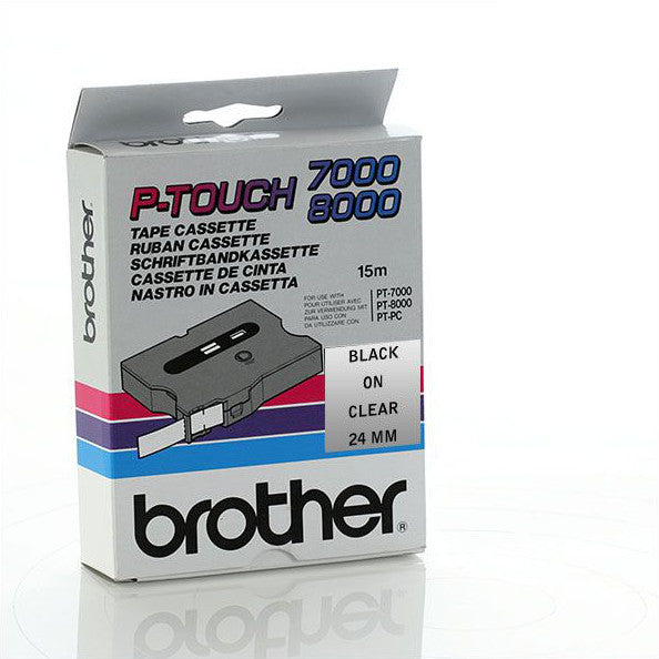 Brother TX-151 - 24mm Black on Clear Laminated TX Tape - Labelzone