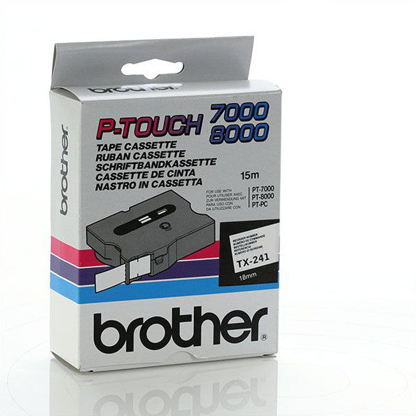 Brother TX-241- 18mm Black on White Laminated TX Tape - Labelzone