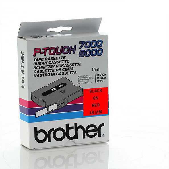Brother TX-441 - 18mm Black on Red Laminated TX Tape - Labelzone