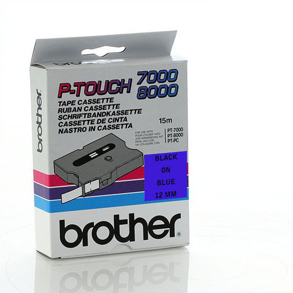 Brother TX-531 - 12mm Black on Blue Laminated TX Tape - Labelzone