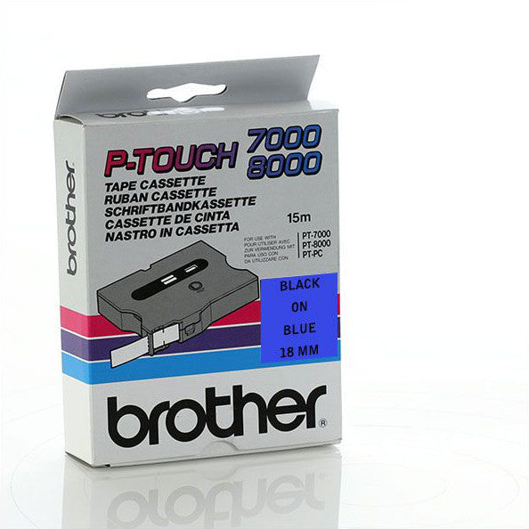 Brother TX-541- 18mm Black on Blue Laminated TX Tape - Labelzone
