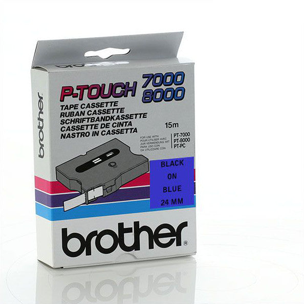 Brother TX-551- 24mm Black on Blue Laminated TX Tape - Labelzone