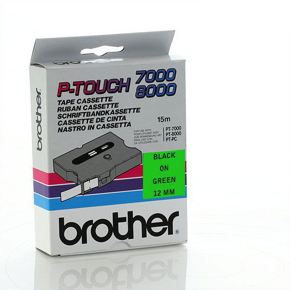 Brother TX-731 - 12mm Black on Green Laminated TX Tape - Labelzone