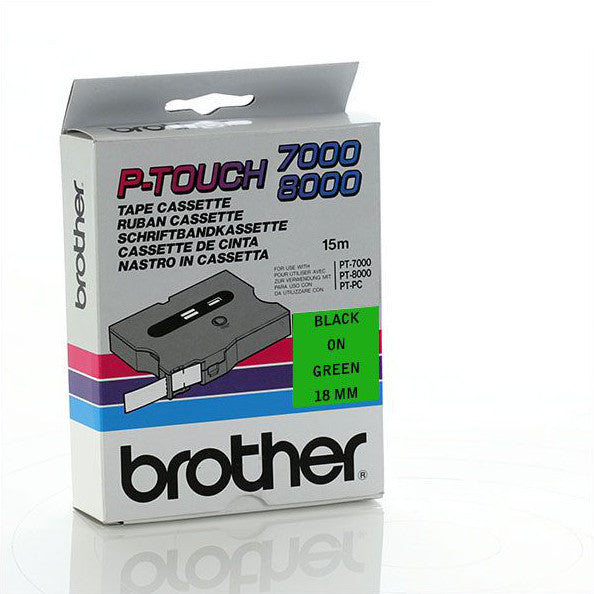 Brother TX-741 - 18mm Black on Green Laminated TX Tape - Labelzone