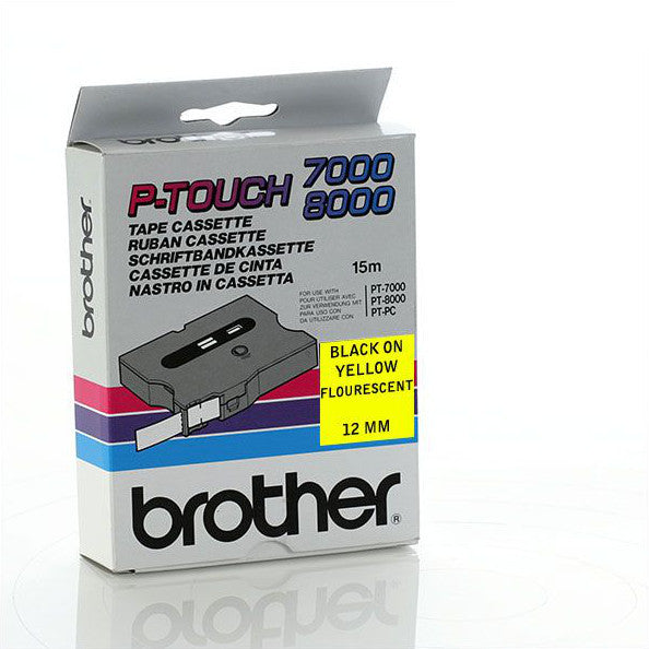 Brother TX-C31 - 12mm Black on Yellow Fluorescent TX Laminated Tape - Labelzone