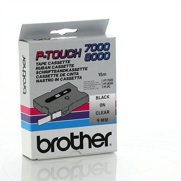 Brother TX-M21 - 9mm Black on Clear Matt Laminated Tape - Labelzone