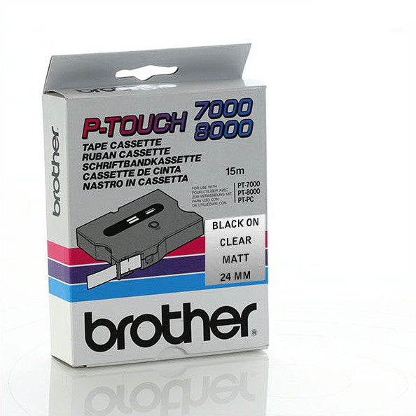 Brother TX-M51 - 24mm Black on Clear Matt Laminated TX Tape - Labelzone