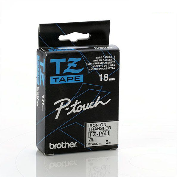Brother TZ-IY41 - 18mm Black on White Iron On Tape - Labelzone